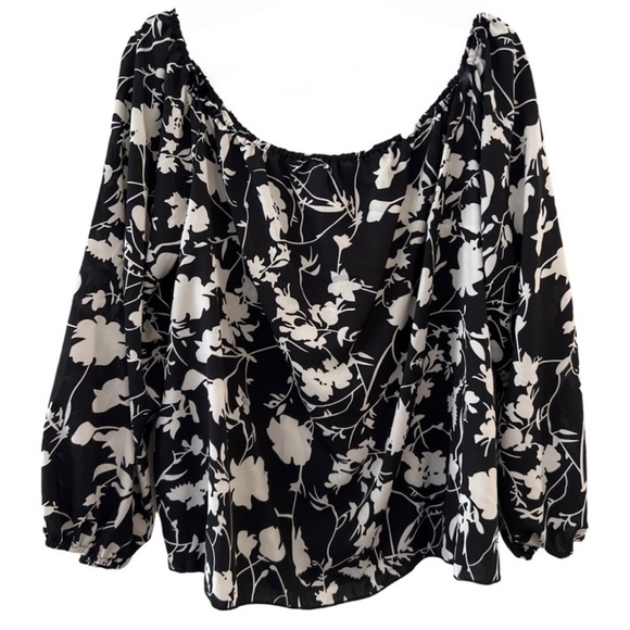 Women’s Plus Size Off The Shoulder Long Sleeve Floral Print Blouse Top - Picture 1 of 7